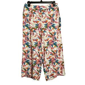 Caribbean Joe Pants Lounge Women Size 6 Elastic Spring Summer Flower Beach Relax